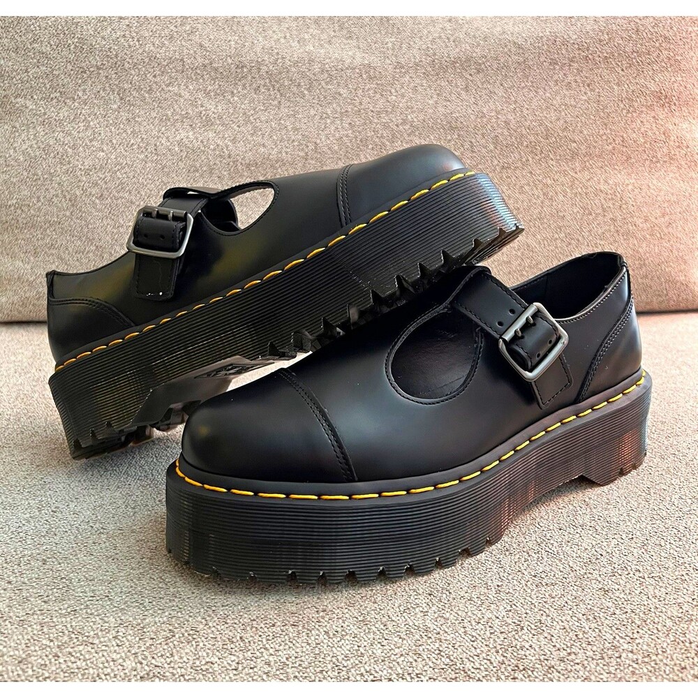 Dr. Martens Black Bethan Mary Jane Platform Leather Buckle Shoes Women US 9 EU41